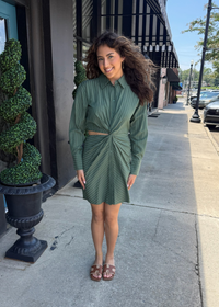 Avena Stripe Shirt Dress - Olive