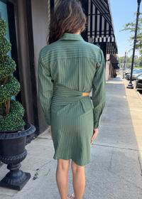 Avena Stripe Shirt Dress - Olive