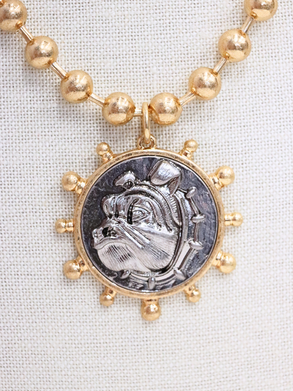Bulldog Coin Necklace Set - Two-tone