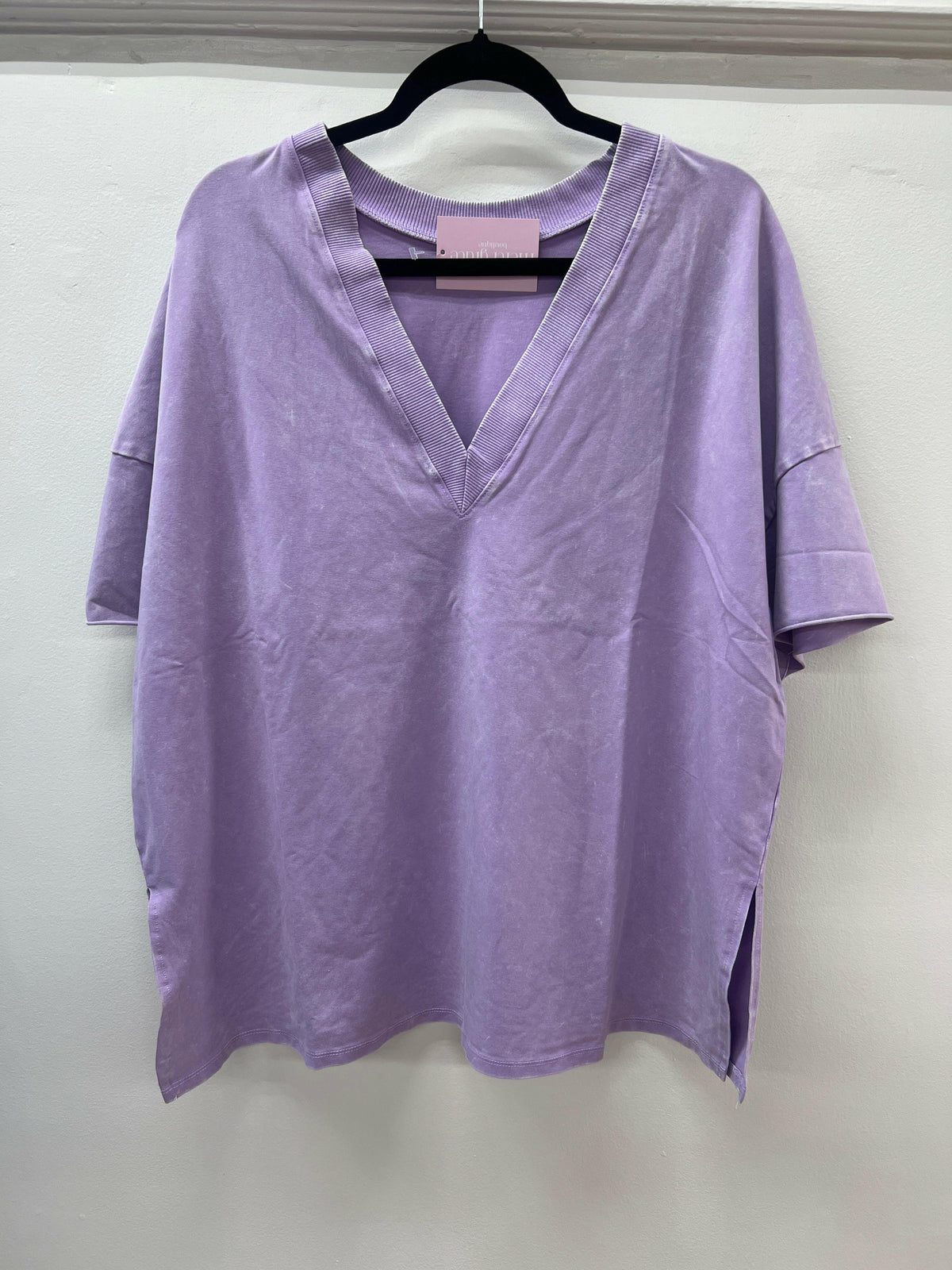 Boxy V Neck Top- Violet.