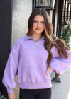 Valerie Half-Zip Oversized Sweatshirt Top - Lavender