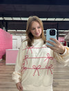 Twist Bow Cord Crew Neck Sweatshirt