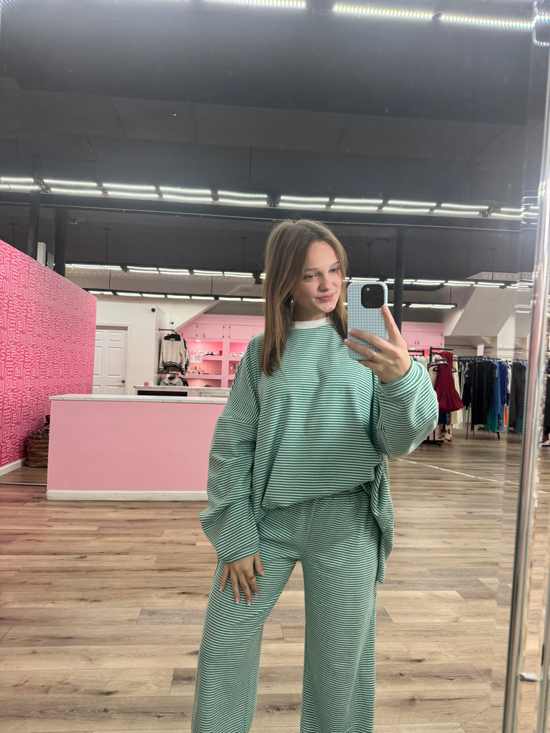 Striped Oversized Top - Green