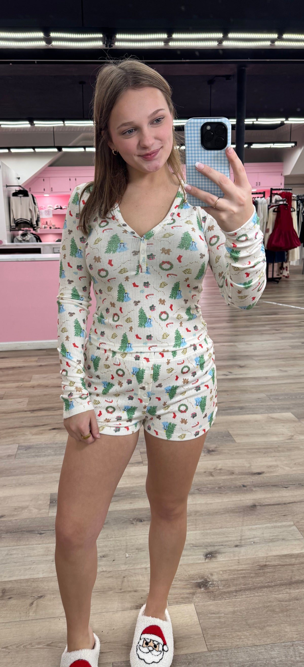 Christmas Pajama Shorts - Cream