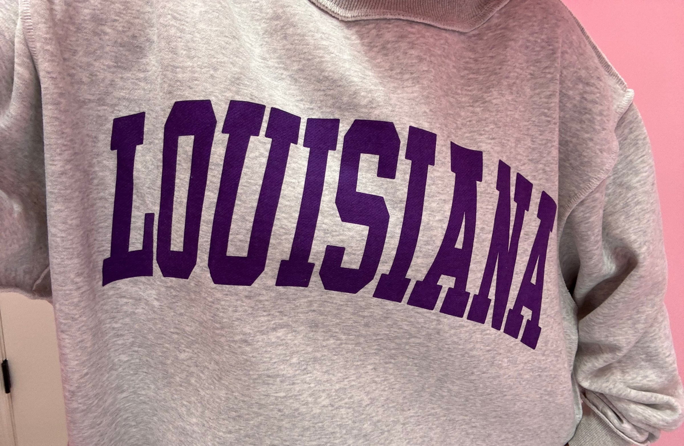 Louisiana & Tigers Reversible Mockneck Sweatshirt - H. Grey/Purple