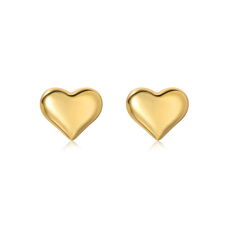 PUFFY HEART STUD- GOLD.