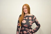 Georgie Floral Dress - Black/Mauve