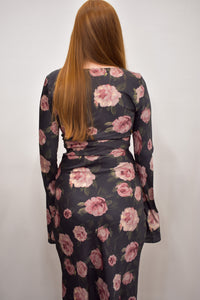 Georgie Floral Dress - Black/Mauve
