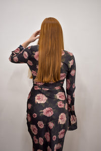 Georgie Floral Dress - Black/Mauve