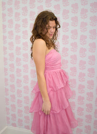 Ruffle Tube Midi Dress - Pink