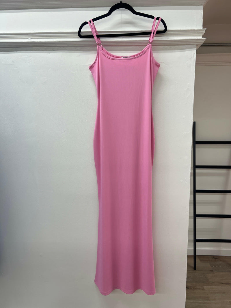 Ribbed Maxi Dress- Pink.