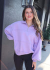 Valerie Half-Zip Oversized Sweatshirt Top - Lavender