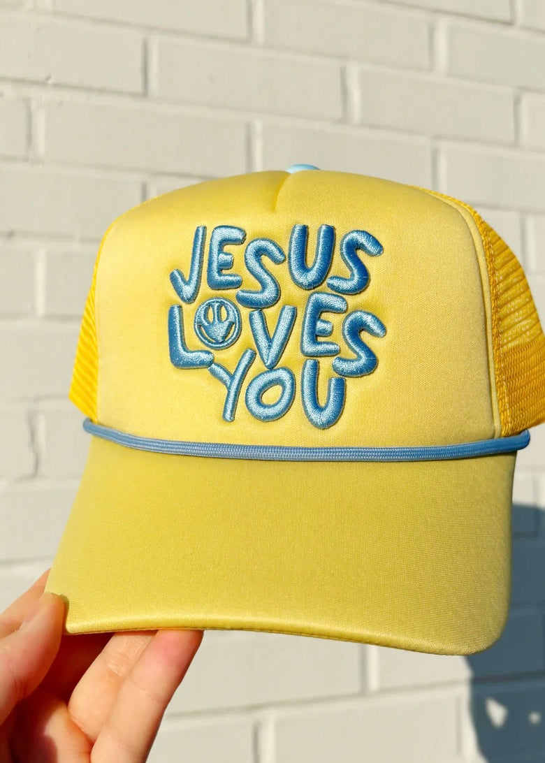 PREORDER - Jesus Loves You Trucker Hat - Yellow