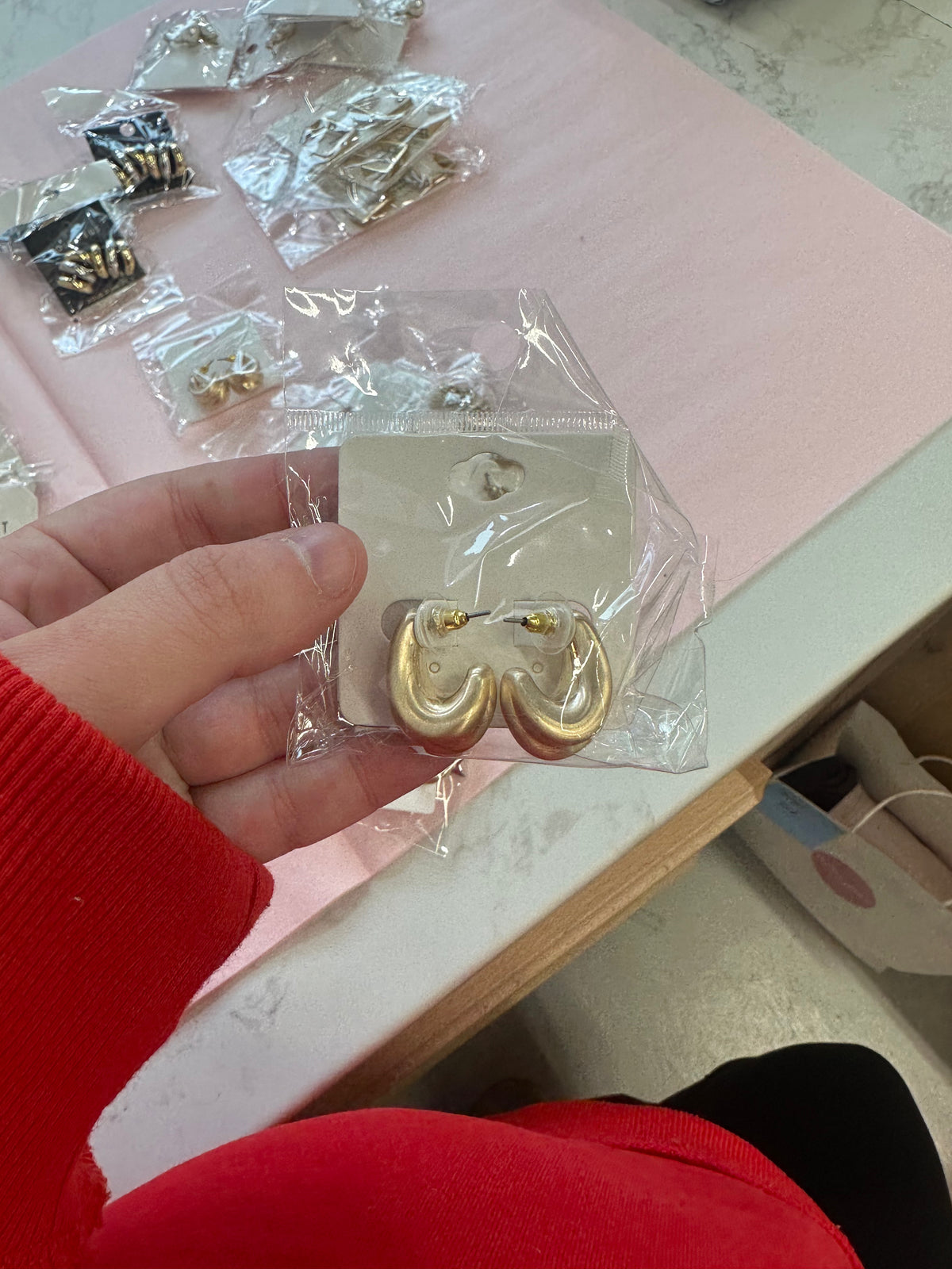 Chunky Hook Shape Metal Hoops - Gold