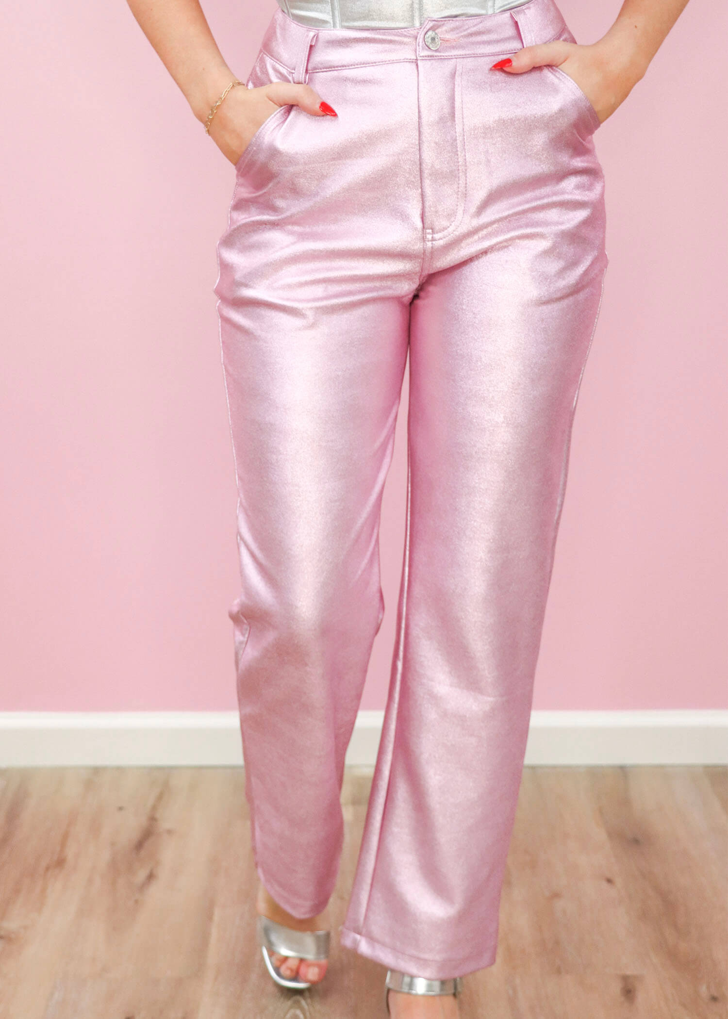 Born To Stand Out Faux Leather Pants - Pink