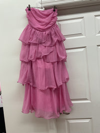 Ruffle Tube Midi Dress - Pink