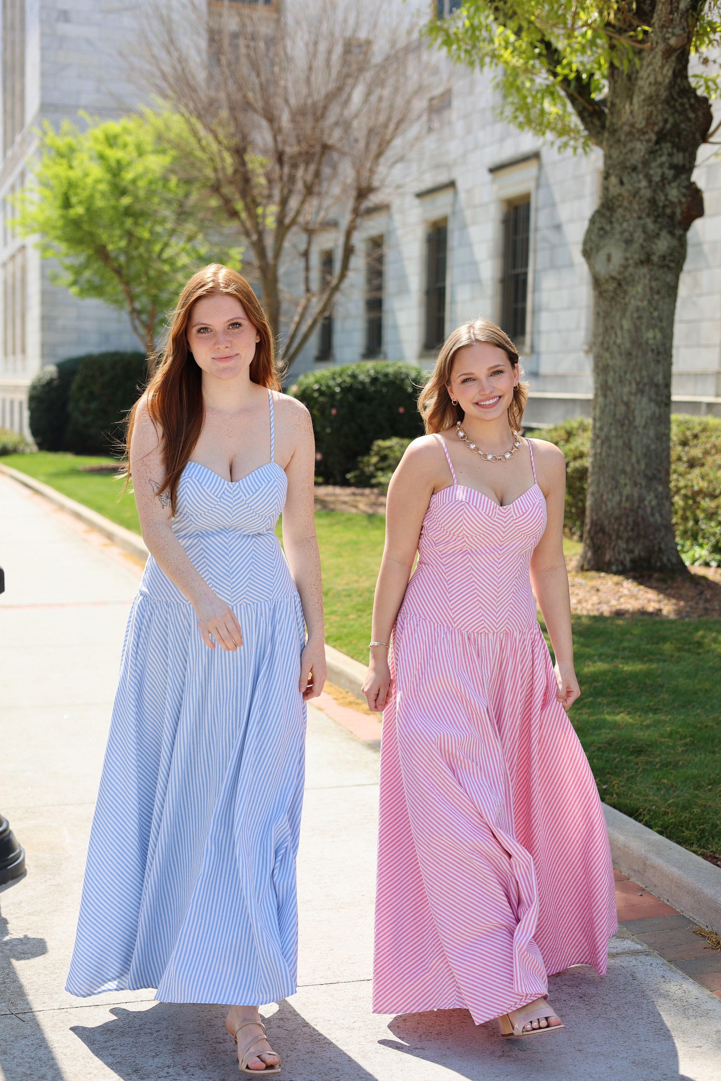 The Charleston Stripe Maxi Dress - Pink