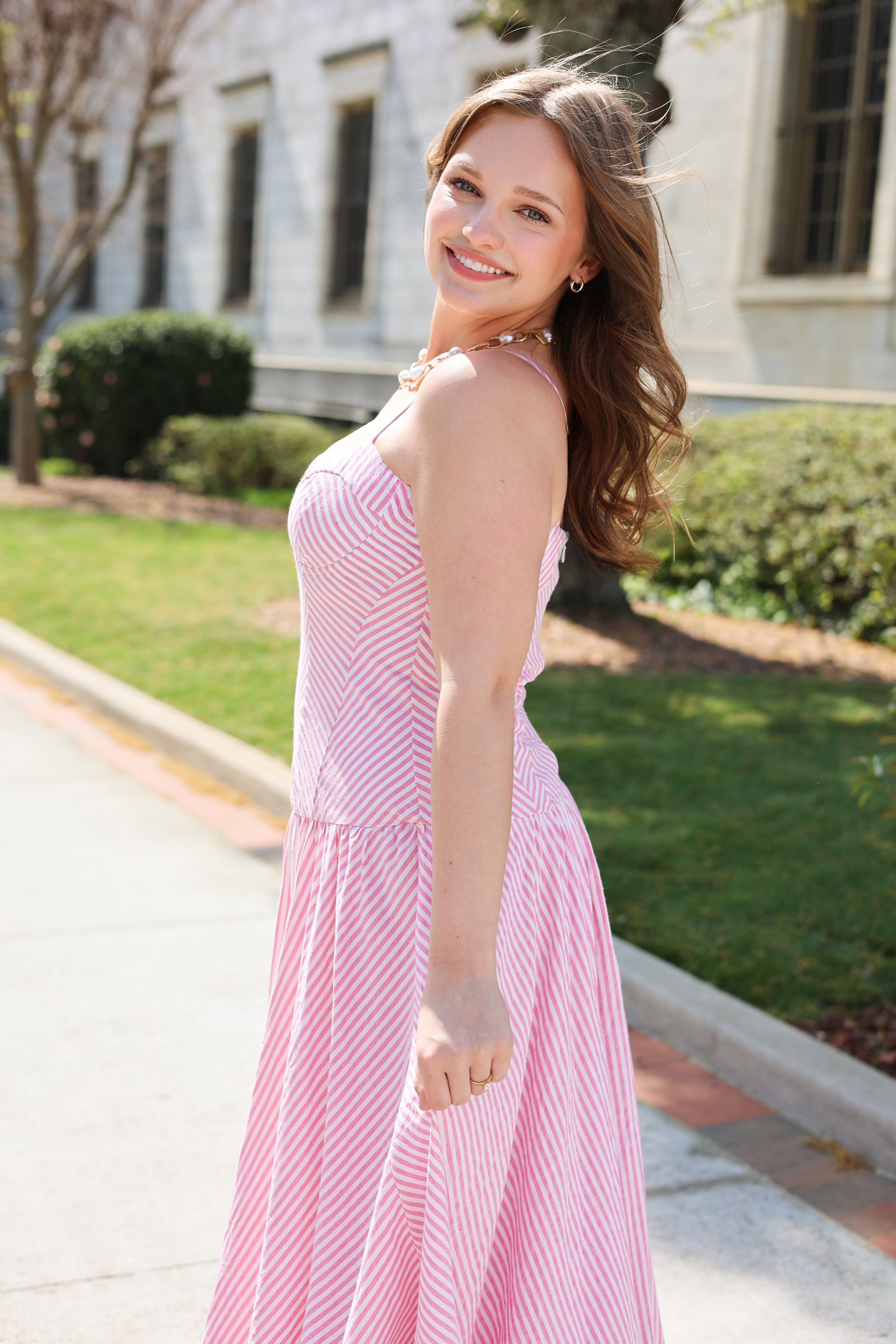 The Charleston Stripe Maxi Dress - Pink