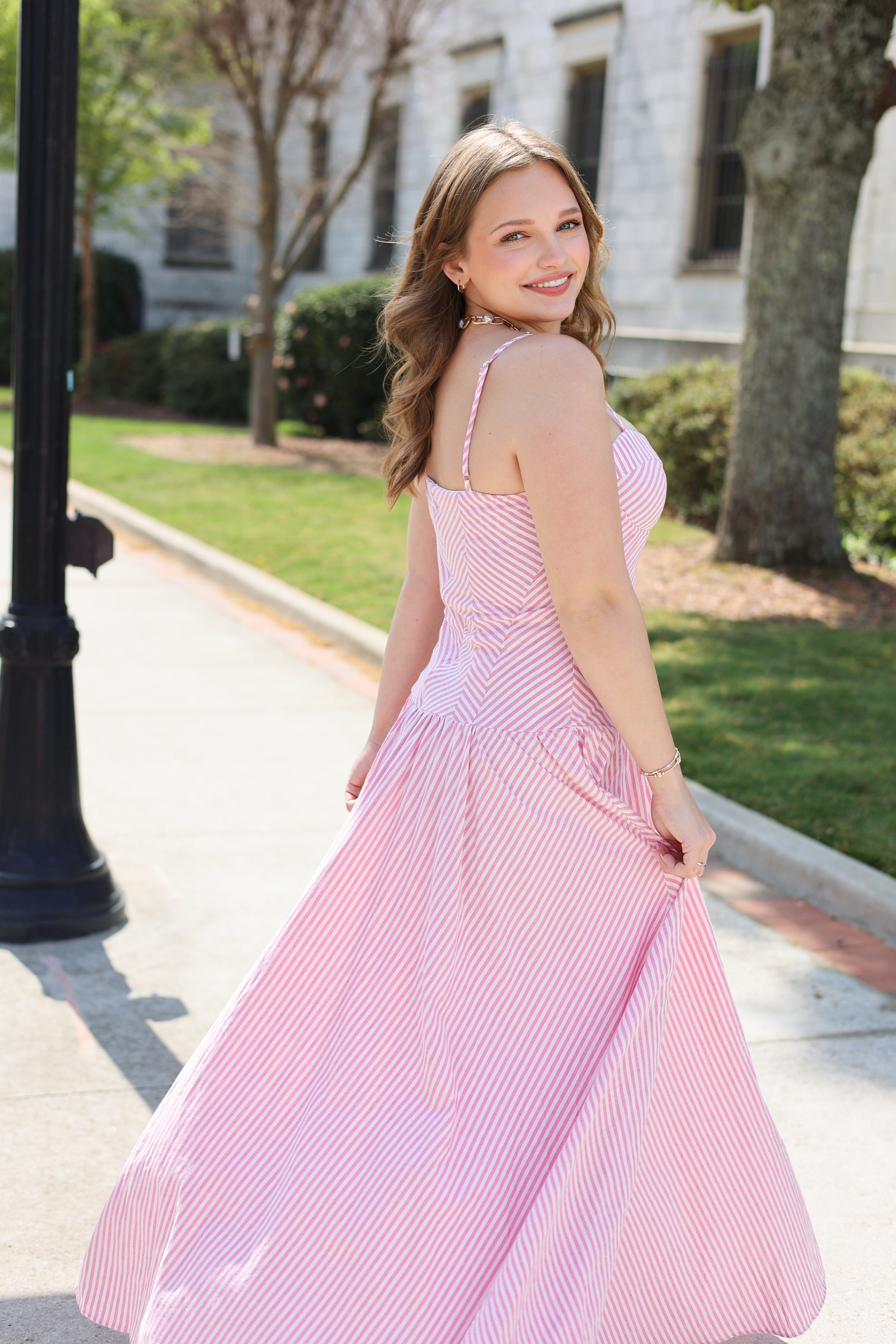 The Charleston Stripe Maxi Dress - Pink