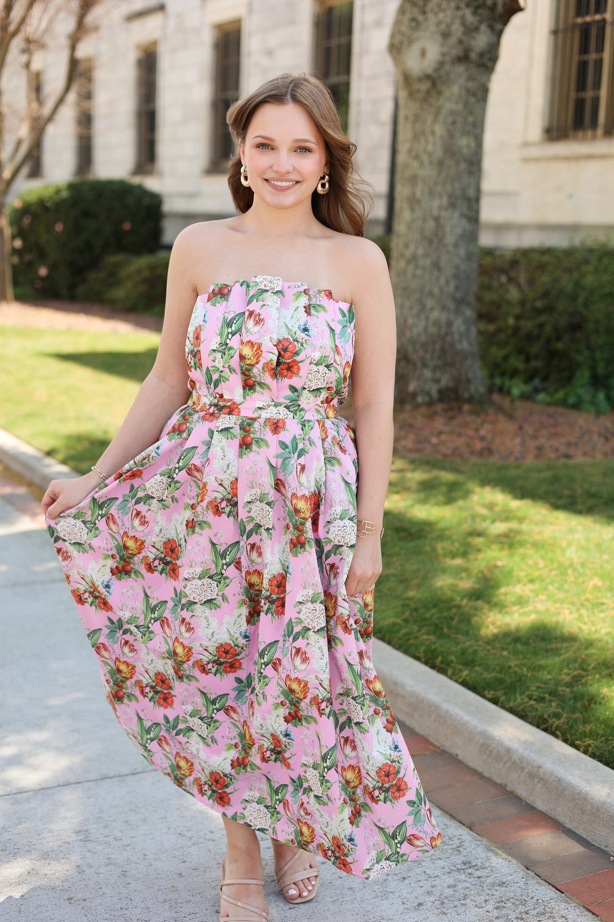 Lennon Floral Midi Dress - Pink/Multi