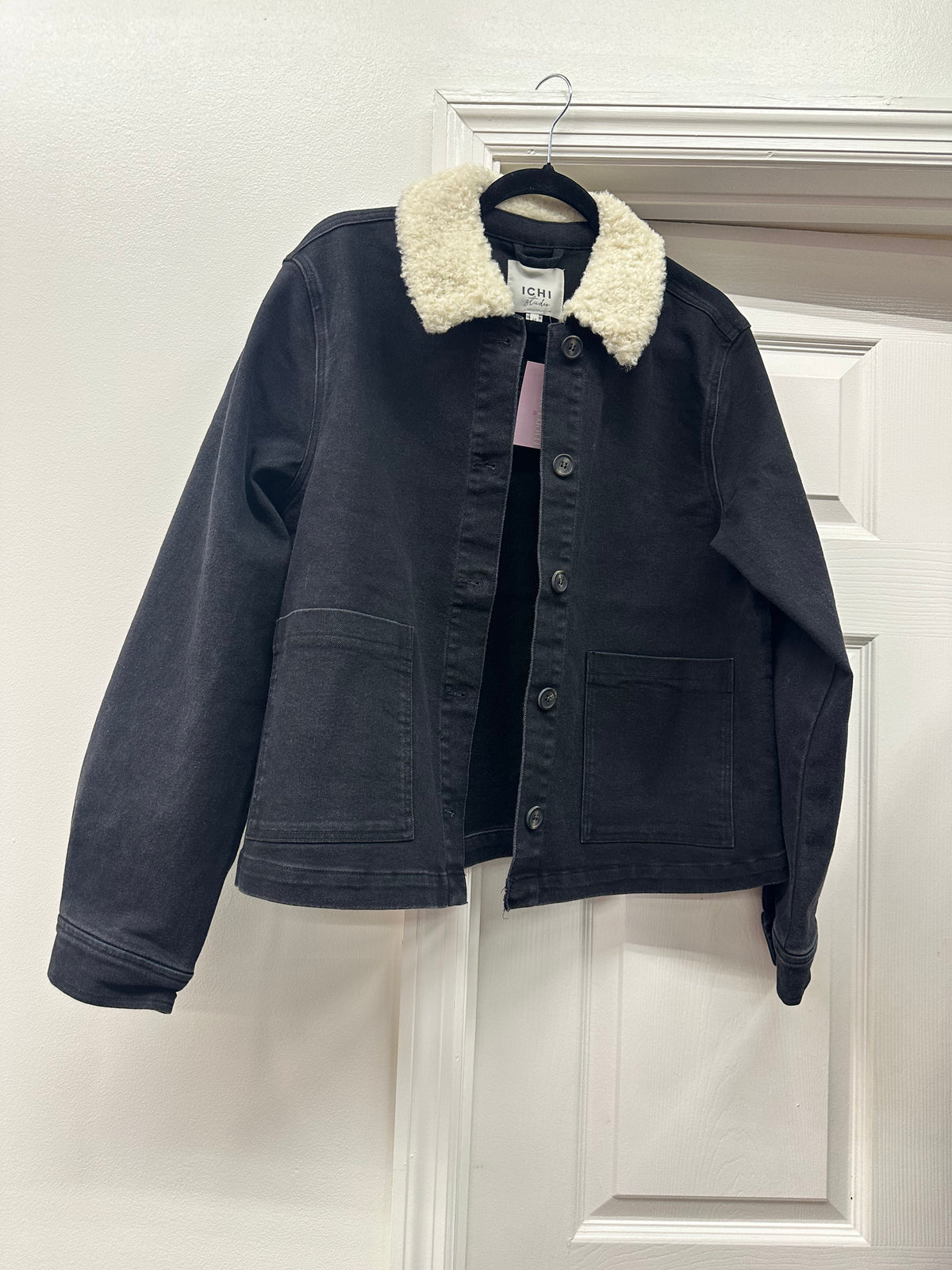 Black Button Up Jacket with Cream