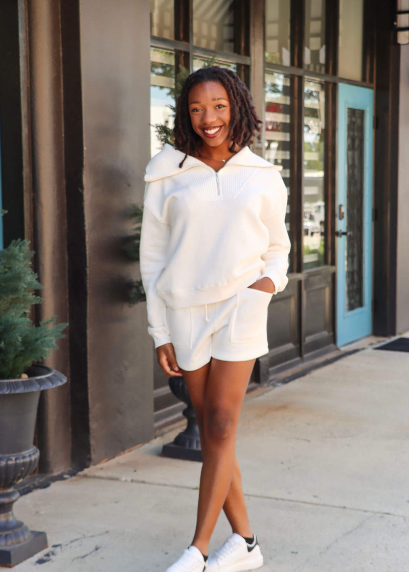 Patio Fleece Short- Sea Salt