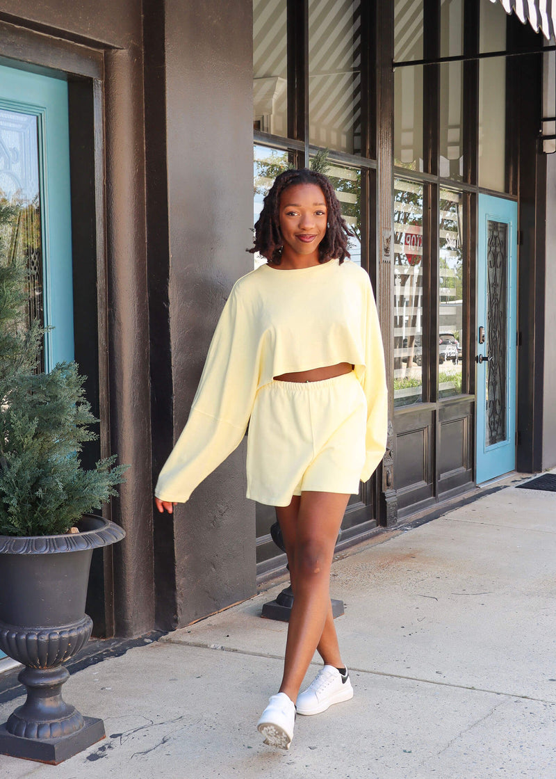 Linley Oversized Crop Sweatshirt- Yellow