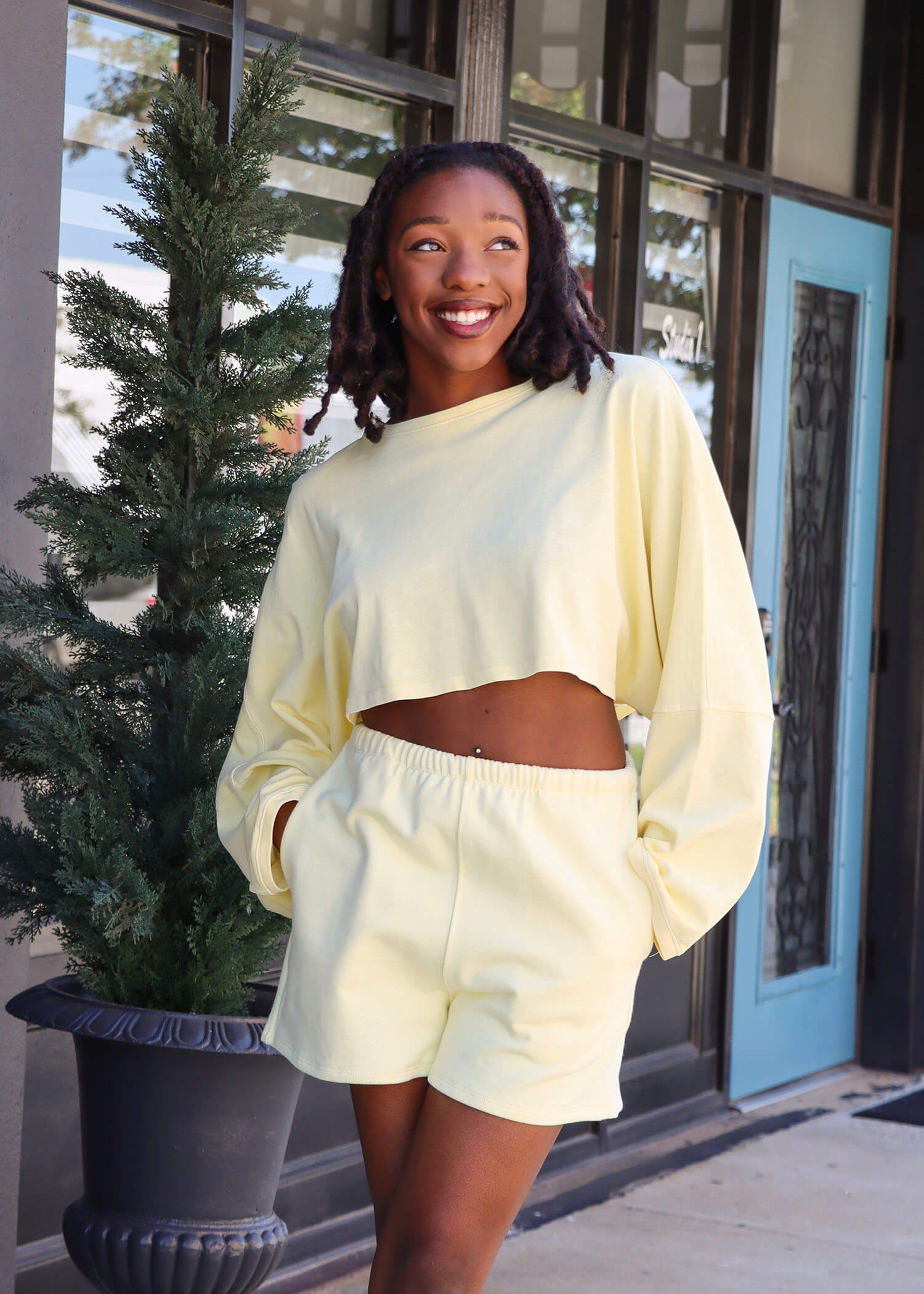 Linley Oversized Crop Sweatshirt- Yellow