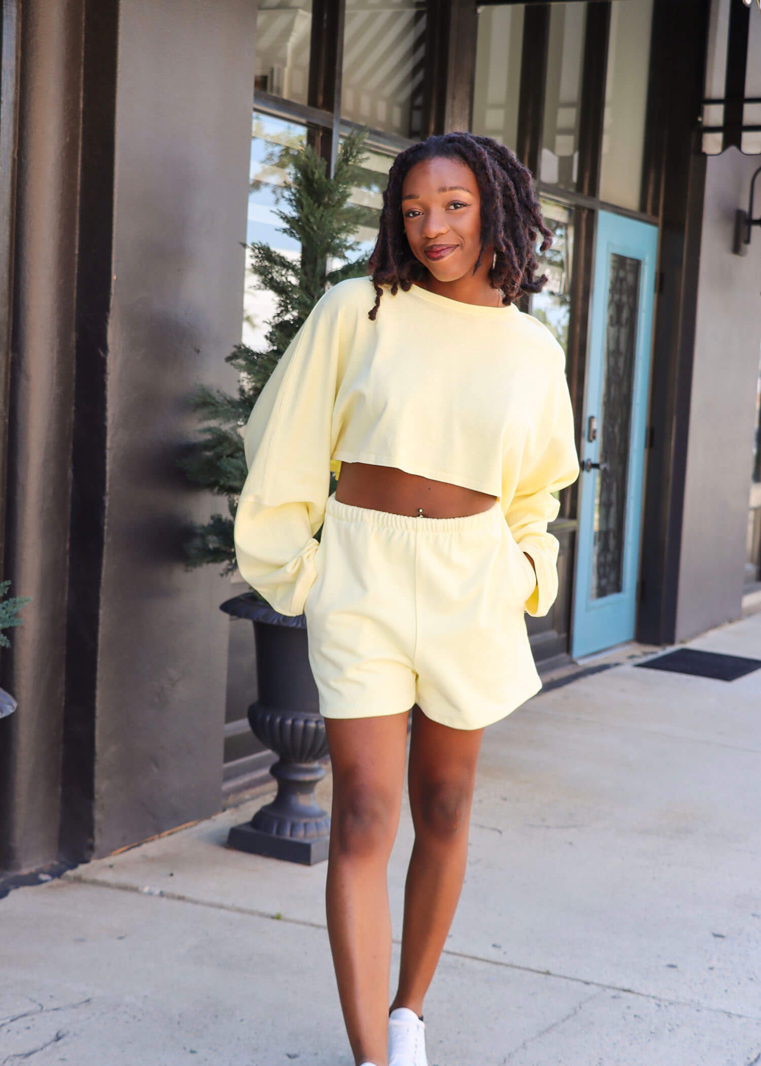 Linley Oversized Crop Sweatshirt- Yellow