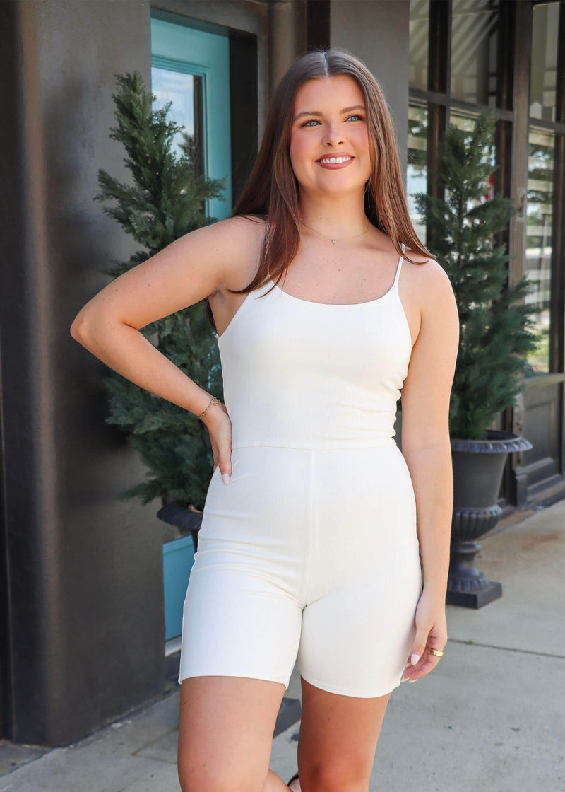 Claudette Double Lined Romper - White