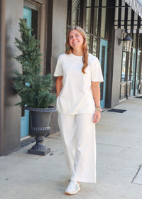 Scout Jersey Flare Pants - Sea Salt