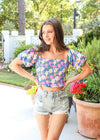All For The Florals Top - Blue Multi Tops MerciGrace Boutique.