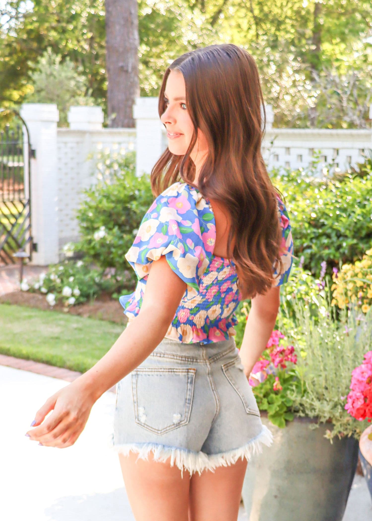 All For The Florals Top - Blue Multi Tops MerciGrace Boutique.