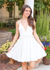 How Sweet Mini Dress - Off White Dress MerciGrace Boutique.