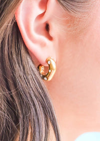 Noah Pave Hoops - Gold/Crystal Earrings MerciGrace Boutique.