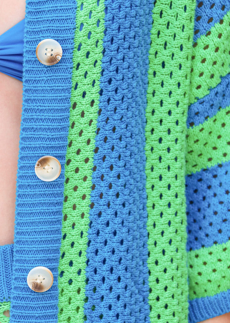 Beachside Memories Crochet Shirt - Green/Blue Tops MerciGrace Boutique.