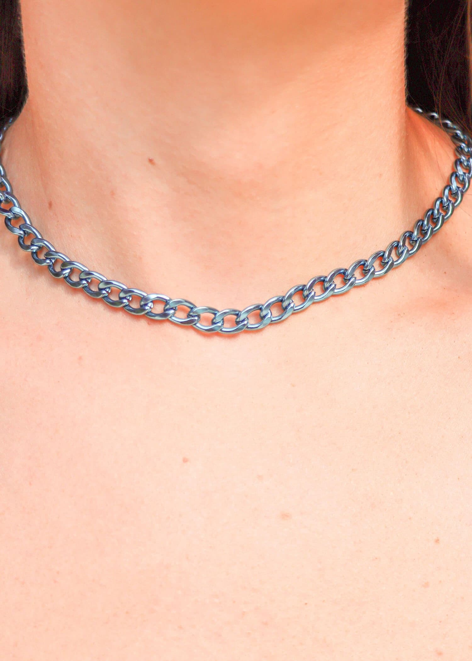 Ayla Metallic Choker - Blue Necklace MerciGrace Boutique.