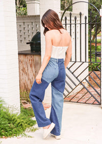 On The Right Path Jeans - Color Block Jeans MerciGrace Boutique.