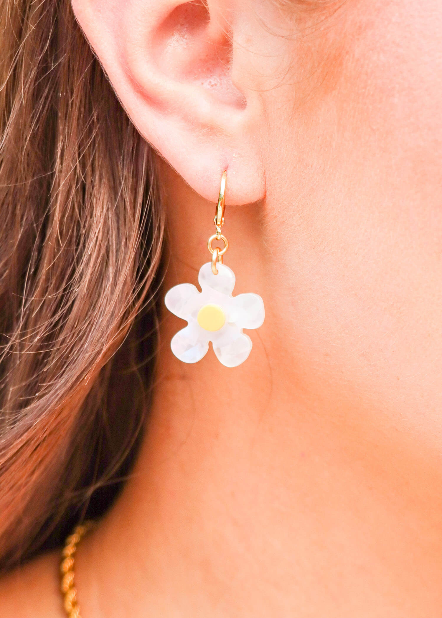 Picking Daisies Earrings - Gold/White Earrings MerciGrace Boutique.