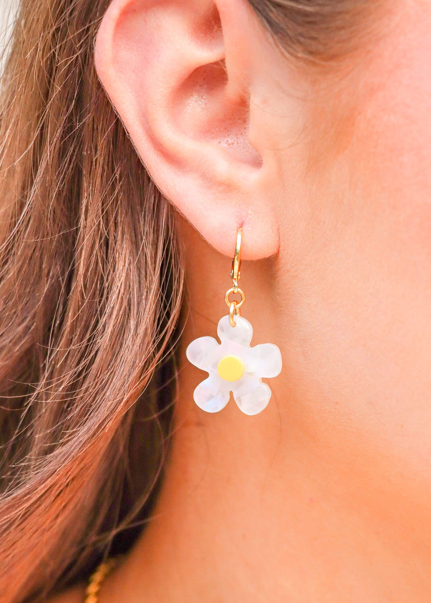 Picking Daisies Earrings - Gold/White Earrings MerciGrace Boutique.