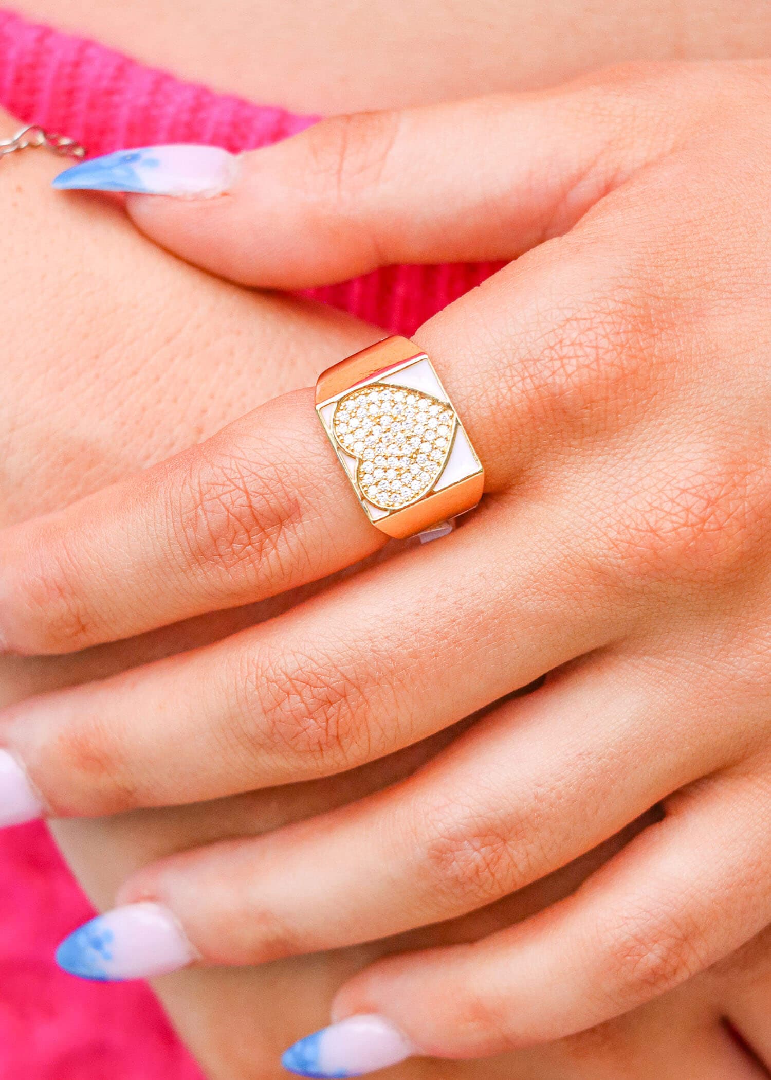 Romie Heart Gold Ring - White Ring MerciGrace Boutique.
