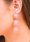 Triple Daisy Earrings - Pink Earrings MerciGrace Boutique.