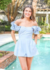 A Literal Dream Romper - Light Blue Romper MerciGrace Boutique.