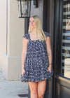 Minos Eyelet Mini Dress- Navy