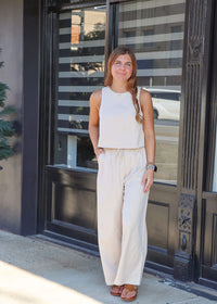 Past Midnight Wide Leg Pants - Cream