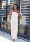 Past Midnight Tube Jumpsuit- Cream