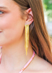 Natasha Chain Drop Earrings - Gold Earrings MerciGrace Boutique.