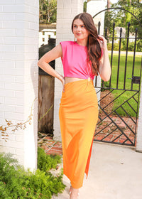 Living For Color Maxi Dress - Hot Pink/Orange Dresses MerciGrace Boutique.