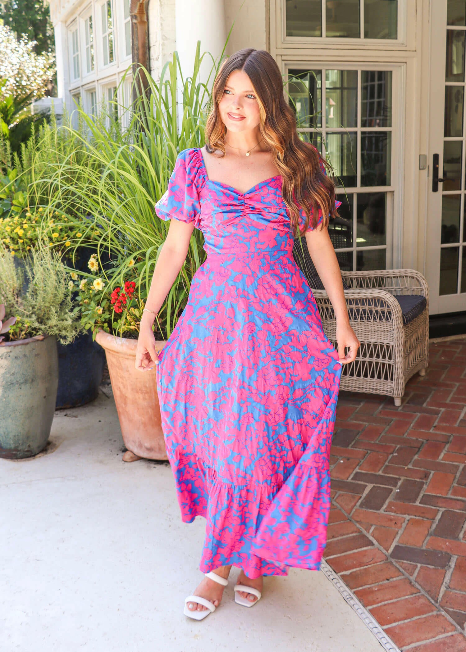 What A Dream Maxi Dress - Blue/Fuchsia Dress MerciGrace Boutique.