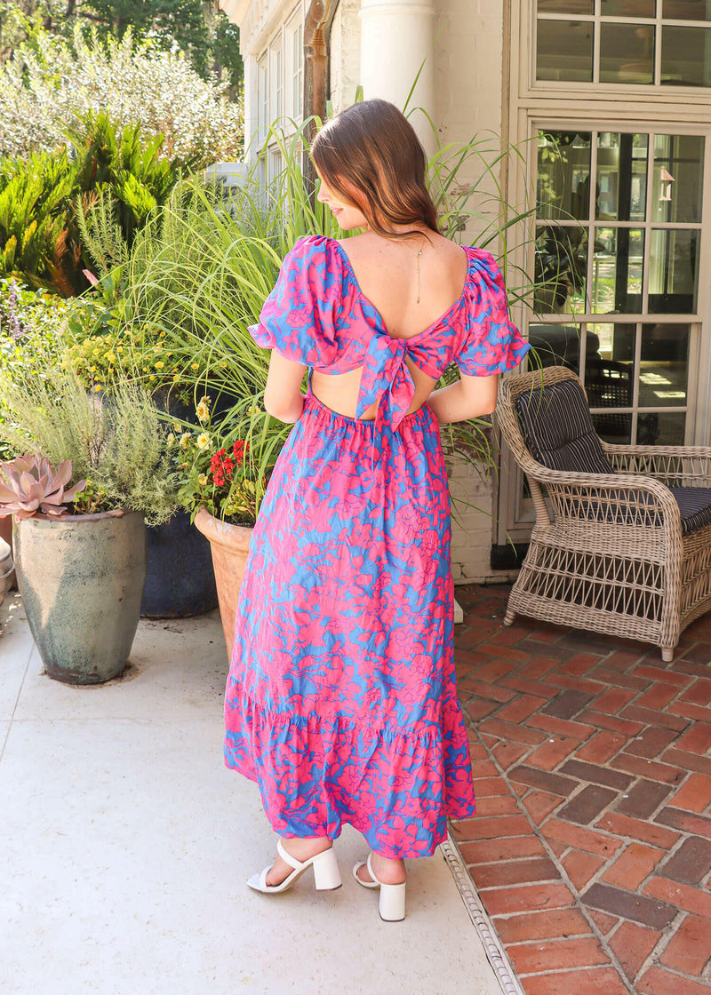 What A Dream Maxi Dress - Blue/Fuchsia Dress MerciGrace Boutique.